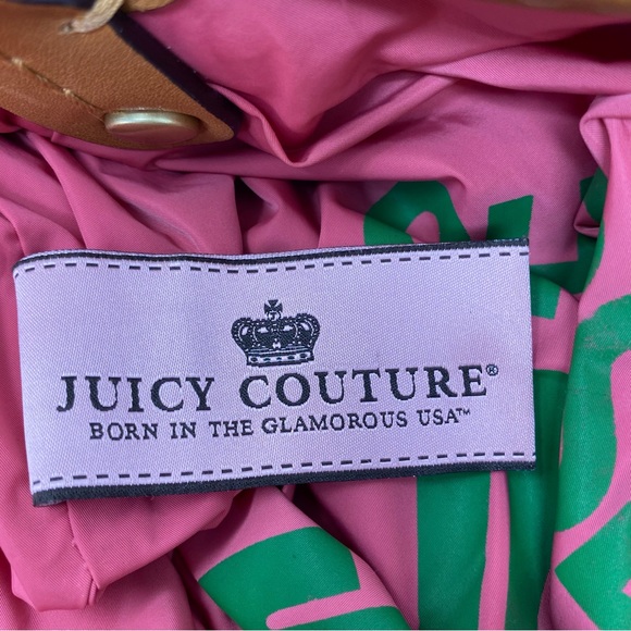 Juicy Couture Cream Patterned Terry Cloth Y2K Hobo Bag Purse with Leather Trim - Picture 6 of 8